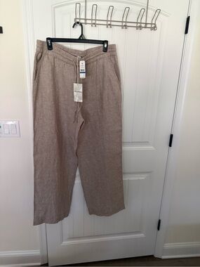 Tommy Bahama Beige Drawstring Linen-Blend Chinos